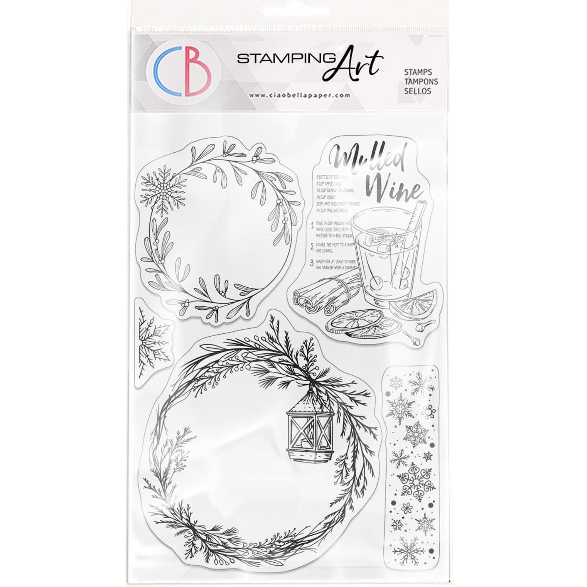 Ciao Bella Clear Stamp Set 6"x8" Wreaths & Mulled Wine