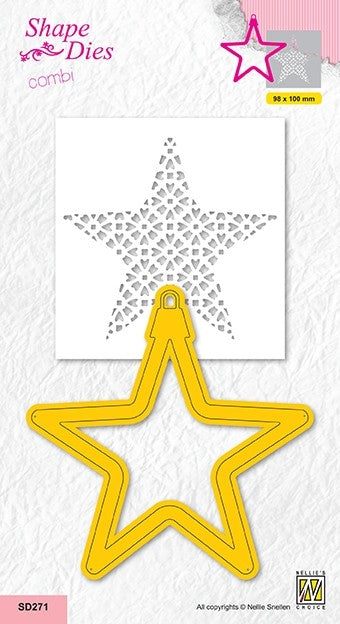 Nellie's Choice Shape Die - Christmas Ball With Inner Decor Stencil - Star